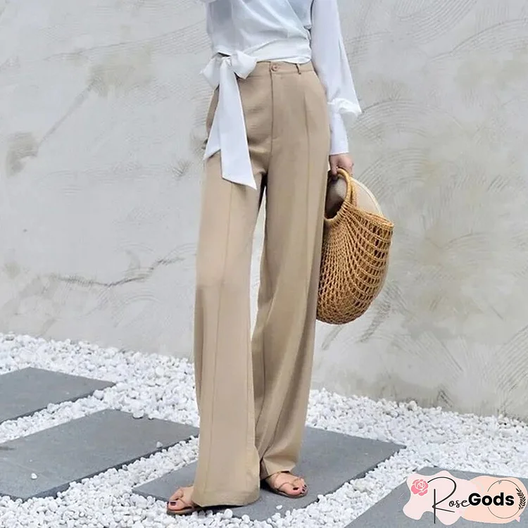 Autumn Temperament Hot Pants Women All Match Casual Light Blue Pants High Waist Loose Black Trousers Korean Street Wear New