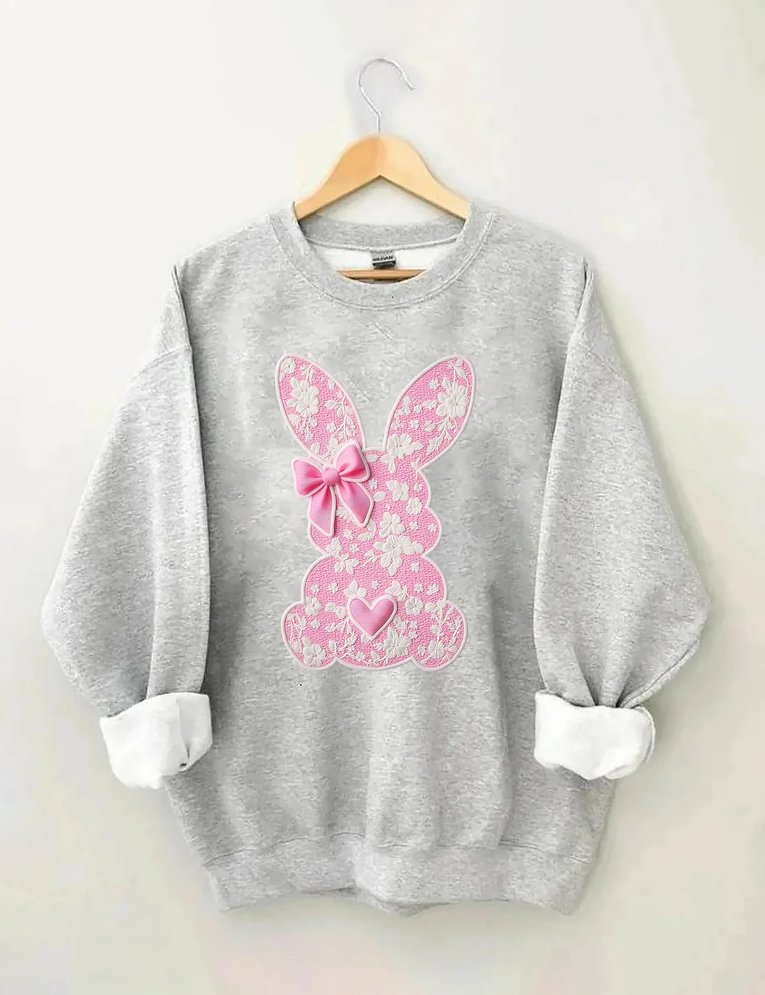 White Lace Bunny Coquette Bow Sweatshirt