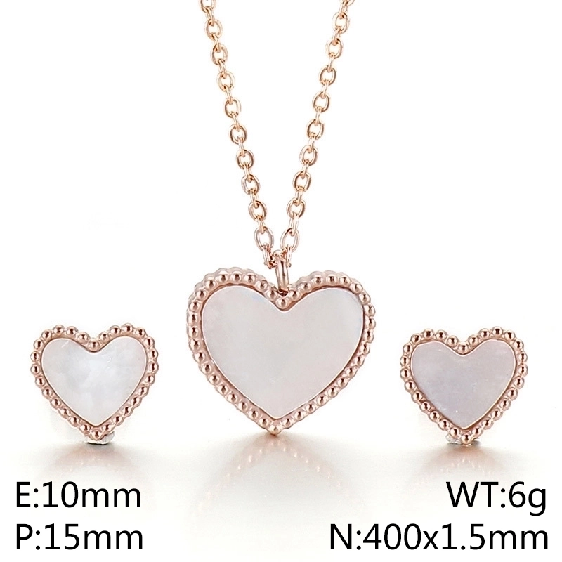 Minimalist Heart Shape Titanium Steel Rose Gold Plated Jewelry Set