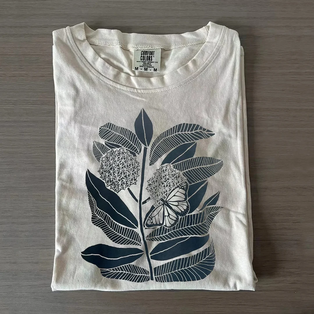 Eagerlys  Monarch Butterfly and Milkweed T-shirt Eagerlys