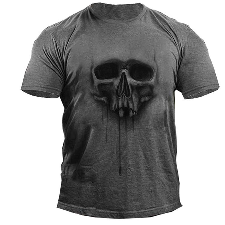 Skull Men Print Men's Tactical Cotton T-shirt
