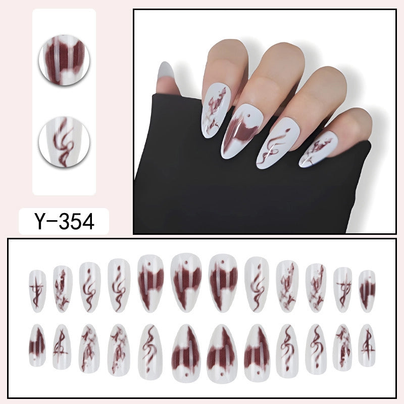 Sweet Color Block Heart Shape ABS Press-on Nails 1 Set