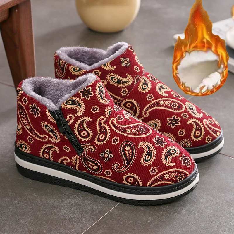 Women Slipper Flats Casual Ethnic Style Warm And Fleece Shoes