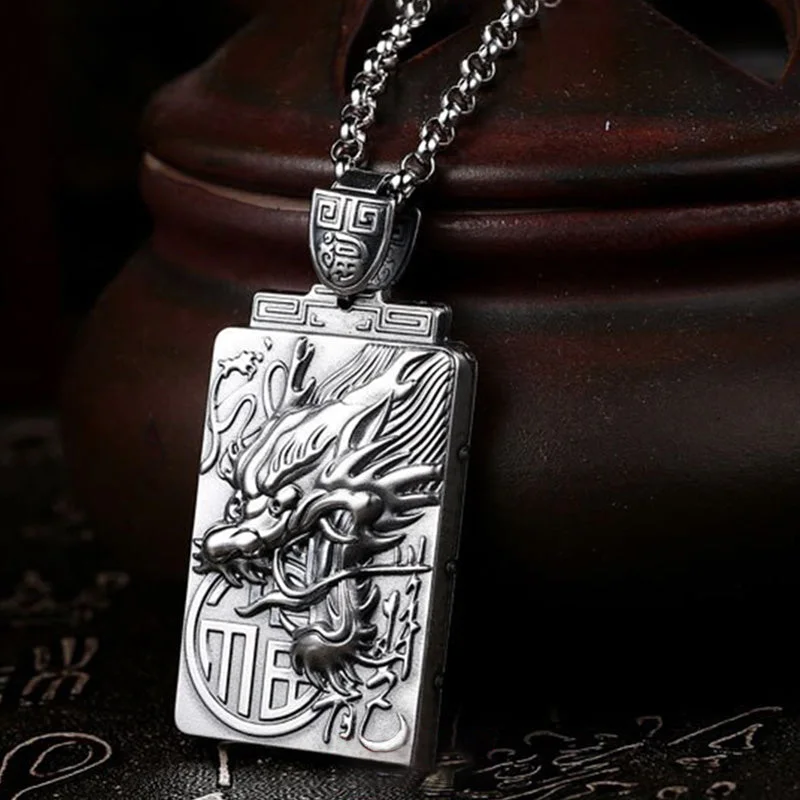 Dragon Blessing Strength 990 Sterling Silver Necklace Pendant