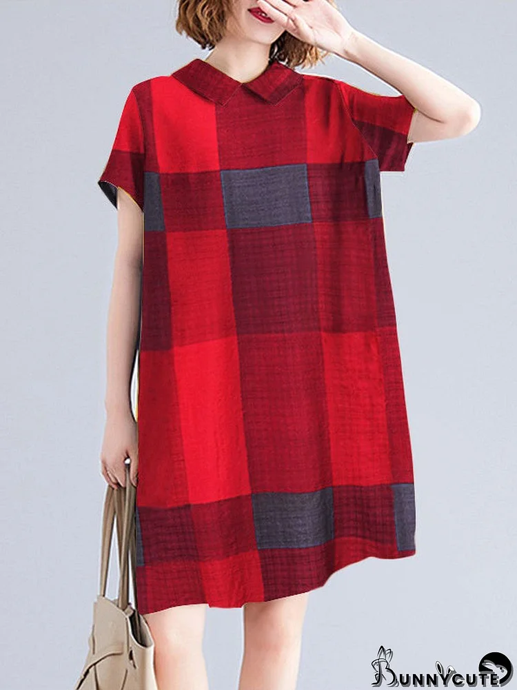 Literary Retro Short Sleeve Loose Dress