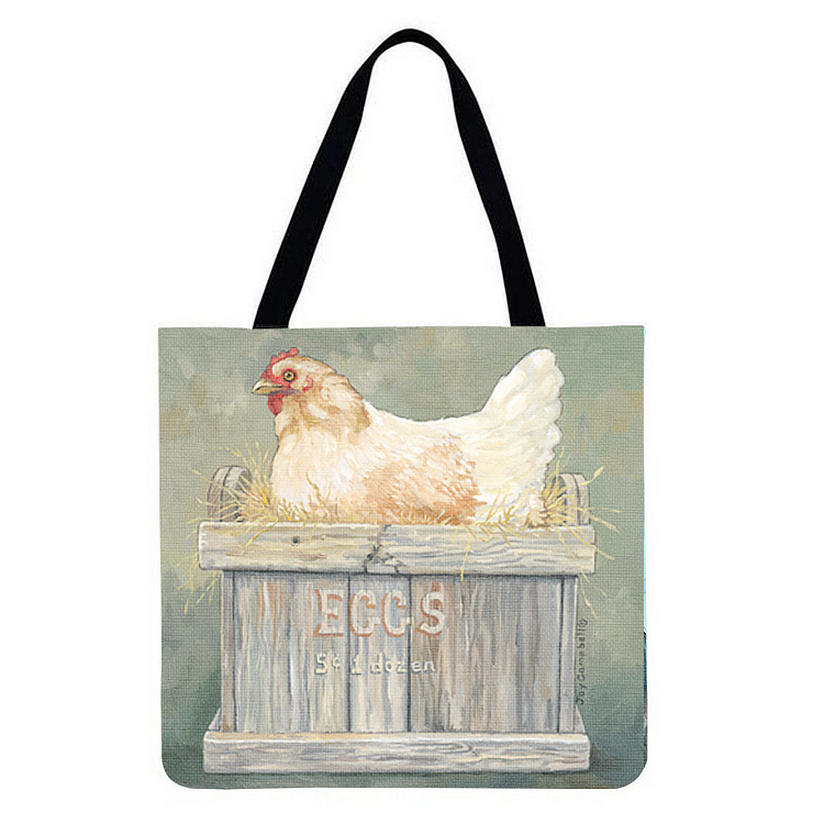 Farm Chickens  - Linen Tote Bag