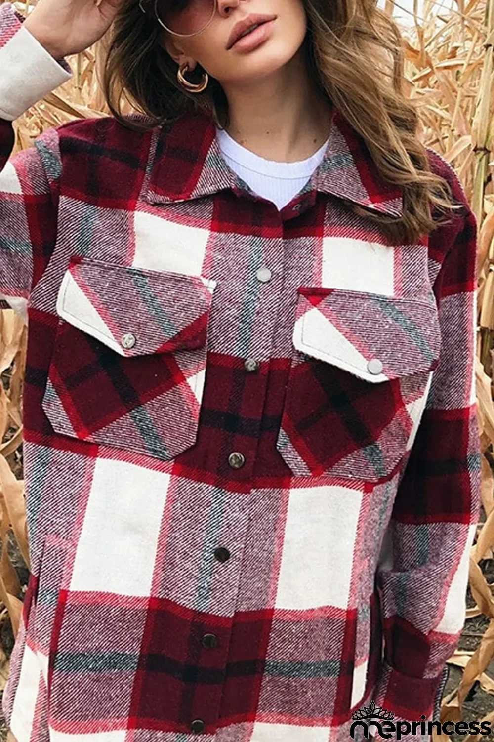 Long Sleeve Casual Plaid Lapel Coat