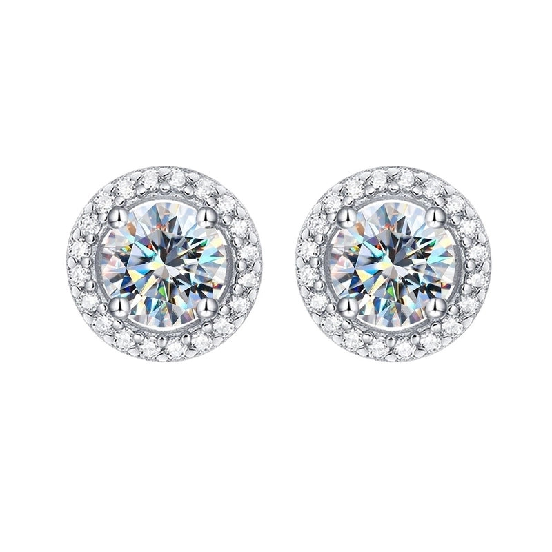 1 Pair 925 Sterling Silver Moissanite Geometric Ear Studs
