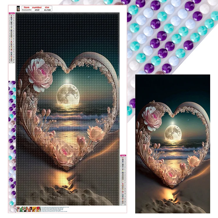 Love Moon Night 40*70CM (Canvas) Full Round Drill Diamond Painting gbfke