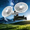 Rechargeable Dual Head Car Fan 3 Speeds 360 Degree Rotatable Vehicle Rear Headrest Fan for Universal Cars SUV Sedan Trucks
