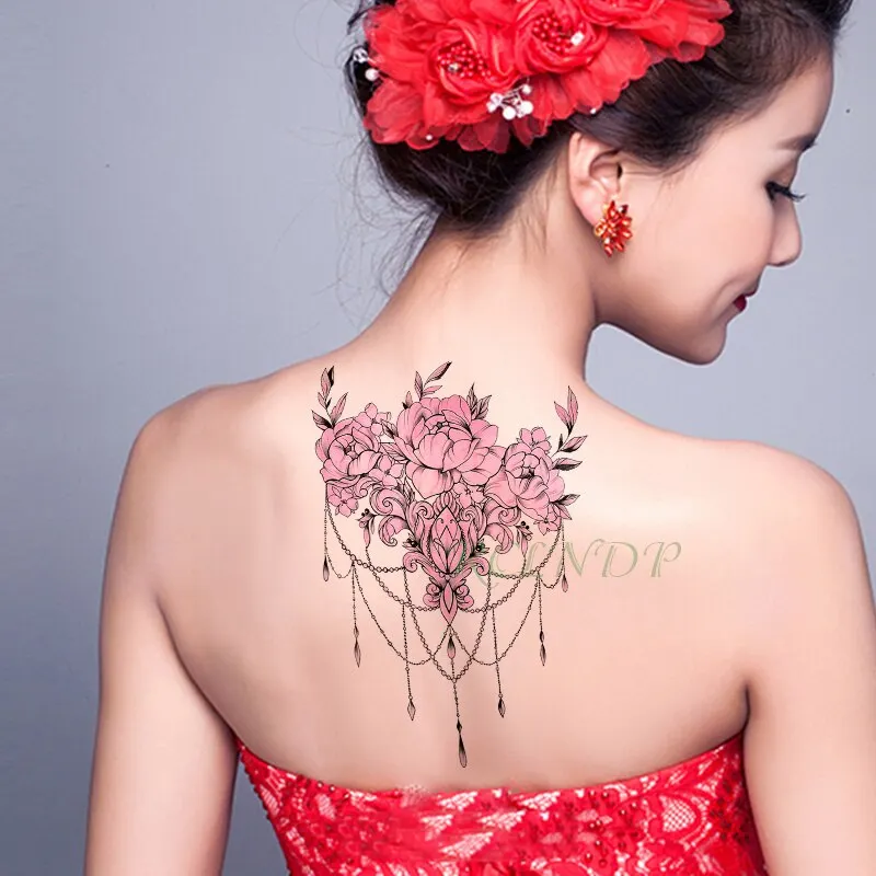 Waterproof Temporary Tattoo sticker cartoon pink deer garland crown flower big flash tatoo fake tatto for Girl Men Women kid