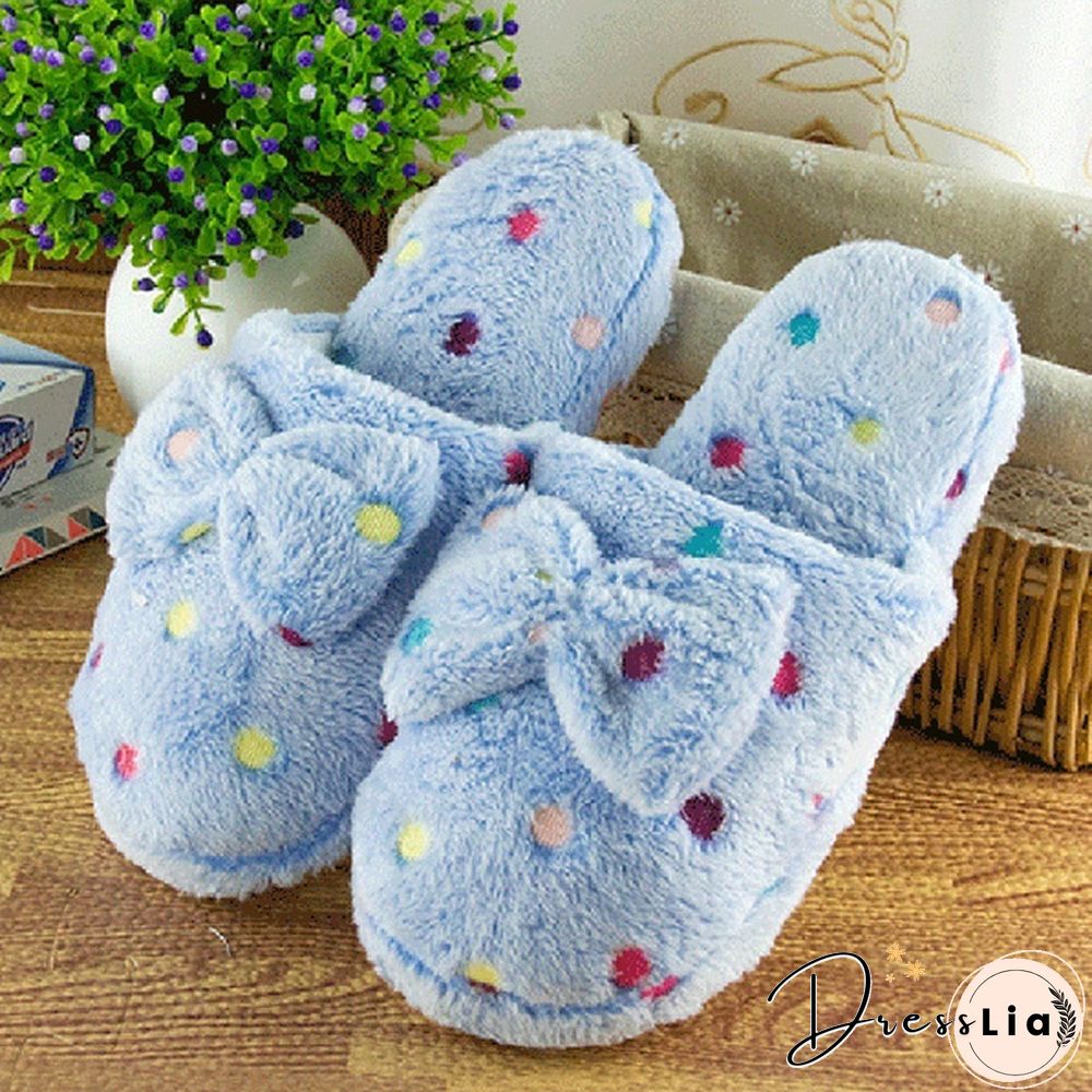 Women Cute Warm Soft Plush Slipper Ladies Home Non-Slip Slippers Indoor Shoes