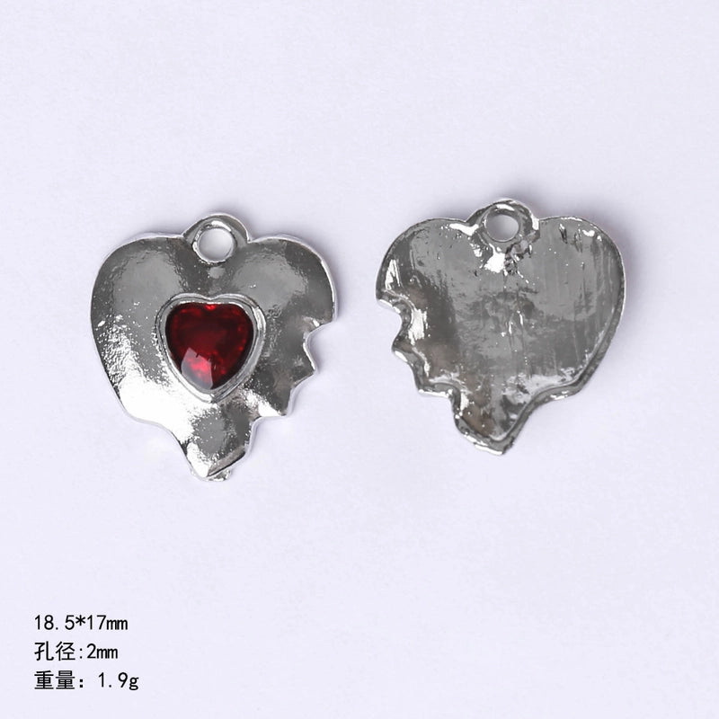 20 PCS/Package 22 * 9mm Alloy Cherry Heart Shape Rose Pendant Jewelry Accessories