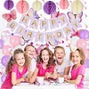 Birthday Decorations, Happy Birthday Banner with Birthday Balloons, Honeycomb Balls, Hanging Swirls, Circle Dots Garland, Happy Birthday Party Decorations for Women Men Boys Girls (Purple)