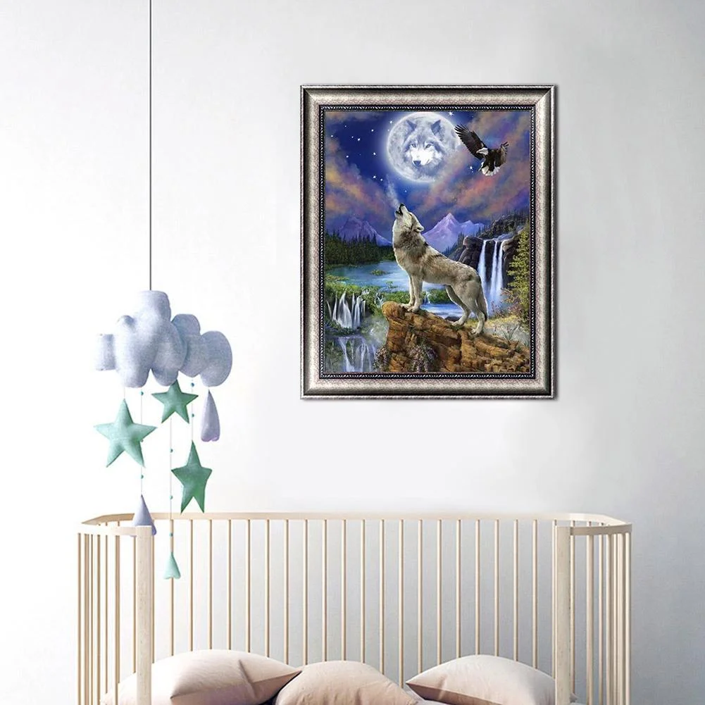 Diamond Painting - Full Round Drill - Moon Wolf(30*40cm)