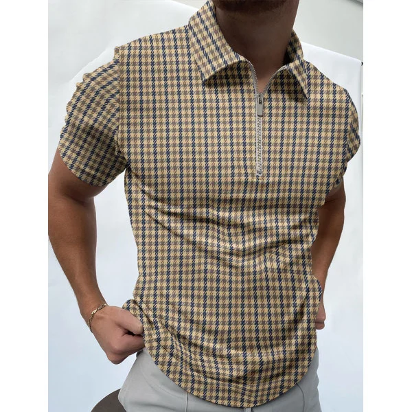 Houndstooth Texture Polo Shirt