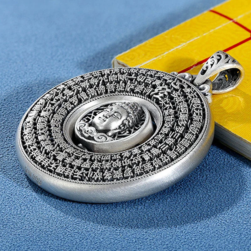 Buddha Heart Sutra Compassion Necklace Rotatable Pendant