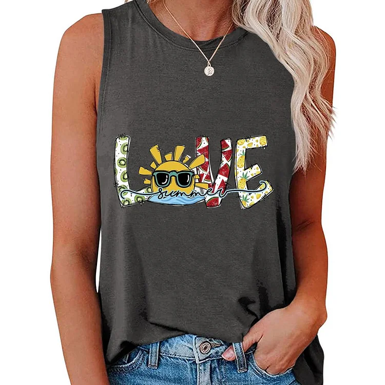 love Summer life Women Summer O Neck Tank Top-01830