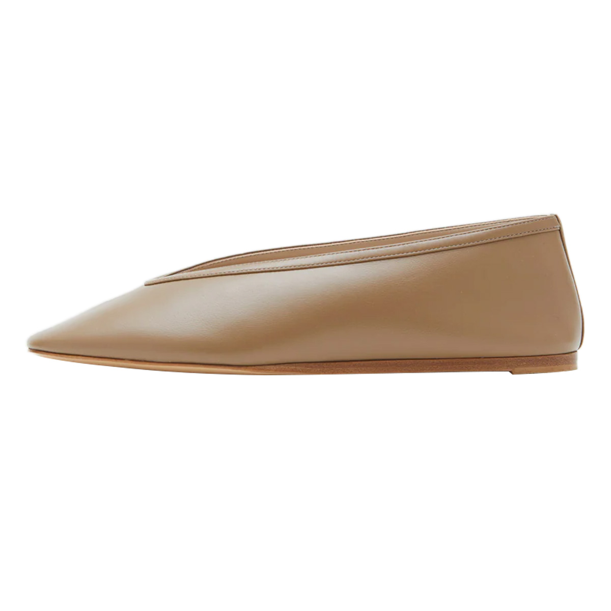 Women's Tan Vegan Leather Round Toe Ballet Flats with Slip-On Design Nicepairs