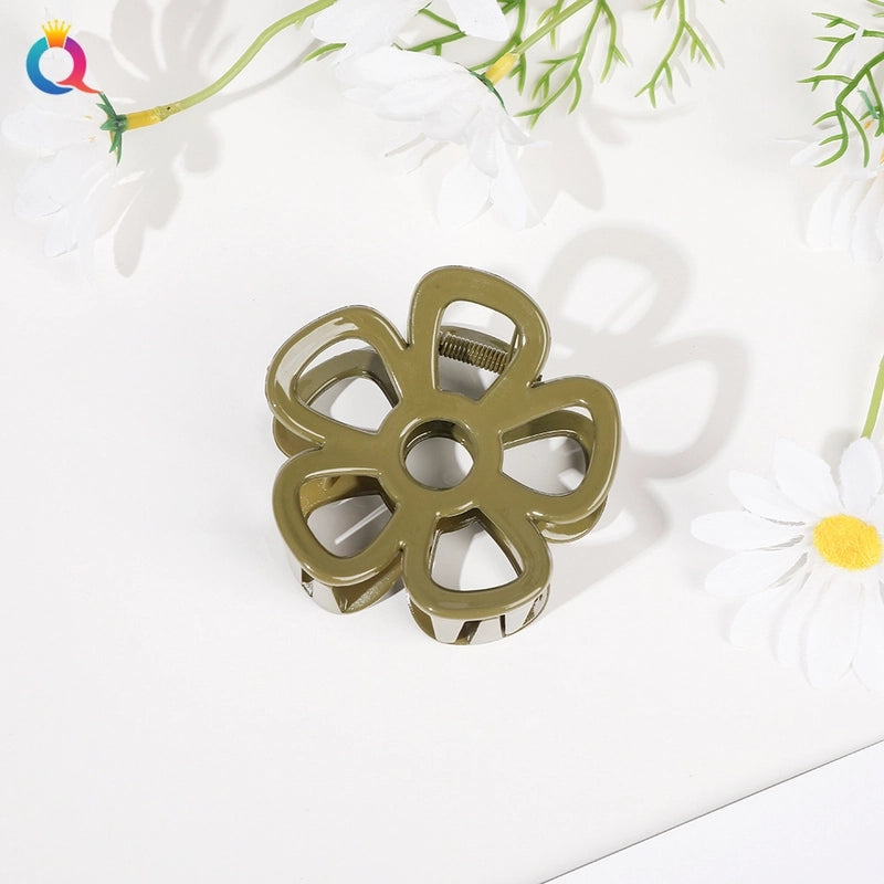 Fashion Flower Plastic Metal Stoving Varnish Hollow Out Hair Claws 1 Piece