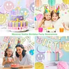 Birthday Decorations, NO DIY, Pre-Strung Happy Birthday Banner with Honeycomb Balls, Hanging Swirls, Circle Dots Garland, Happy Birthday Party Decorations for Women Men Boys Girls (Pastel)