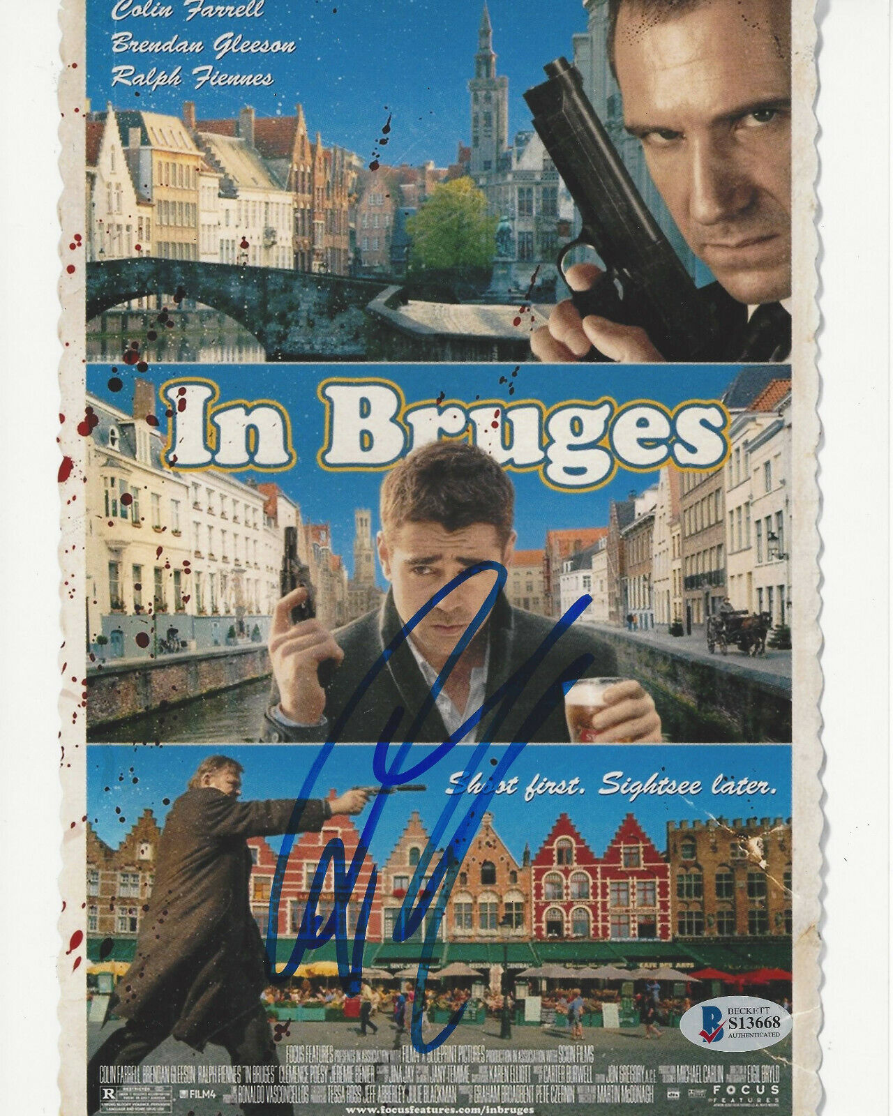 COLIN FARRELL HAND SIGNED AUTHENTIC 'IN BRUGES' 8X10 Photo Poster painting 2 BECKETT COA BAS