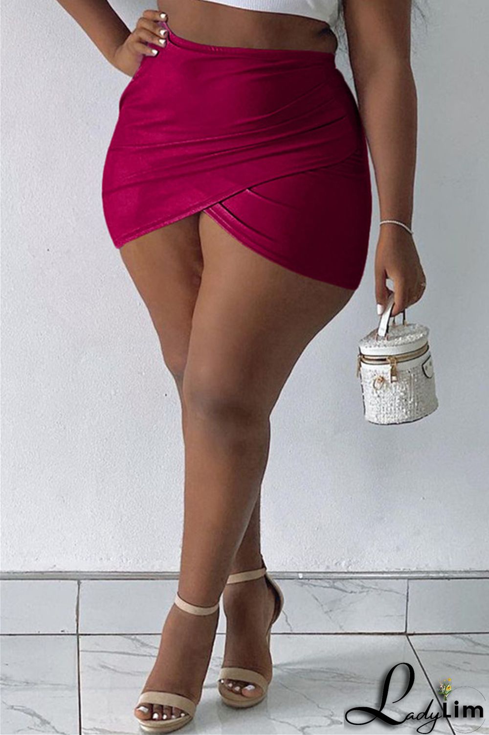 Blue Fashion Casual Solid Patchwork Regular High Waist Skirt