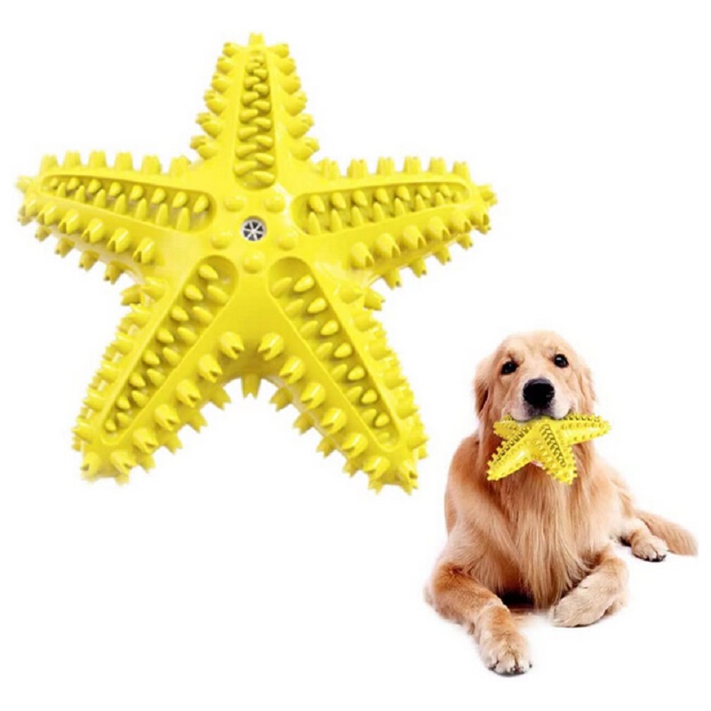 

Dog Toothbrush Chew Toy, Sea Star Shaped Rubber Sound Dental Teething Toys, 501 Original
