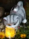 Cat Solar Garden Statue Solar Garden Statue Cat Housewarming Gift for Yard Patio