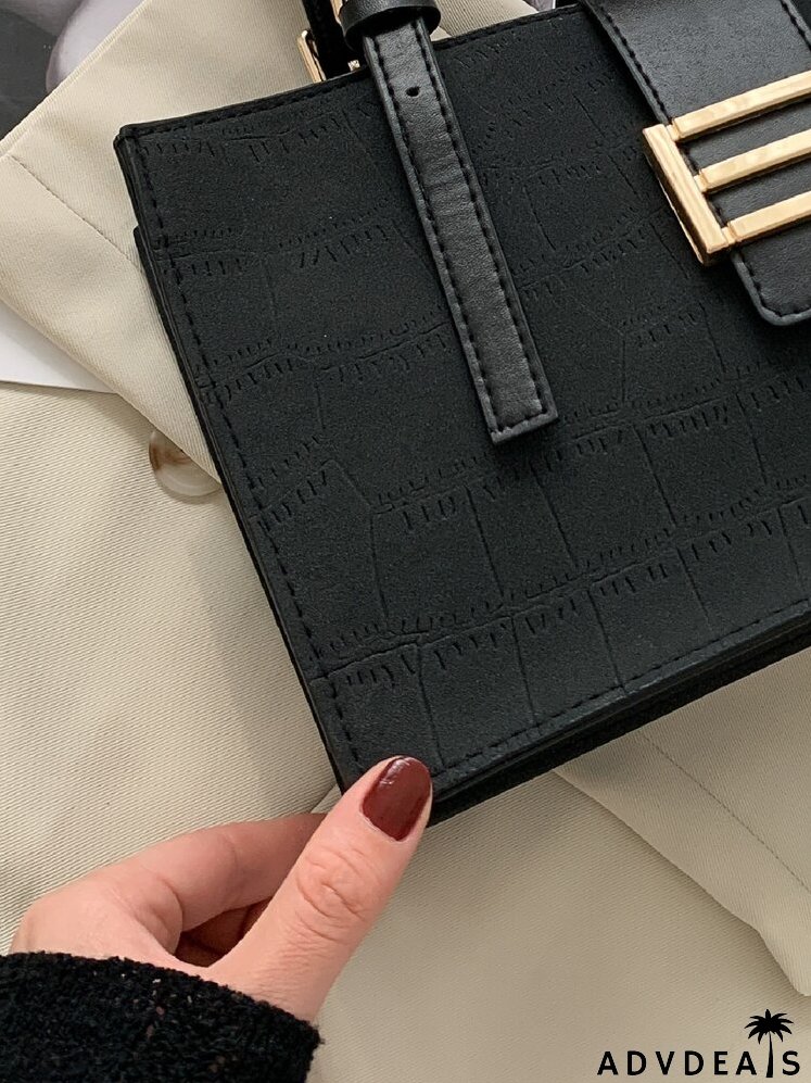 Crocodile Embossed Square Bag