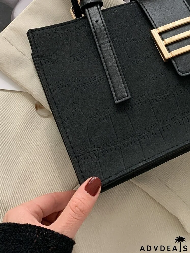 Crocodile Embossed Square Bag