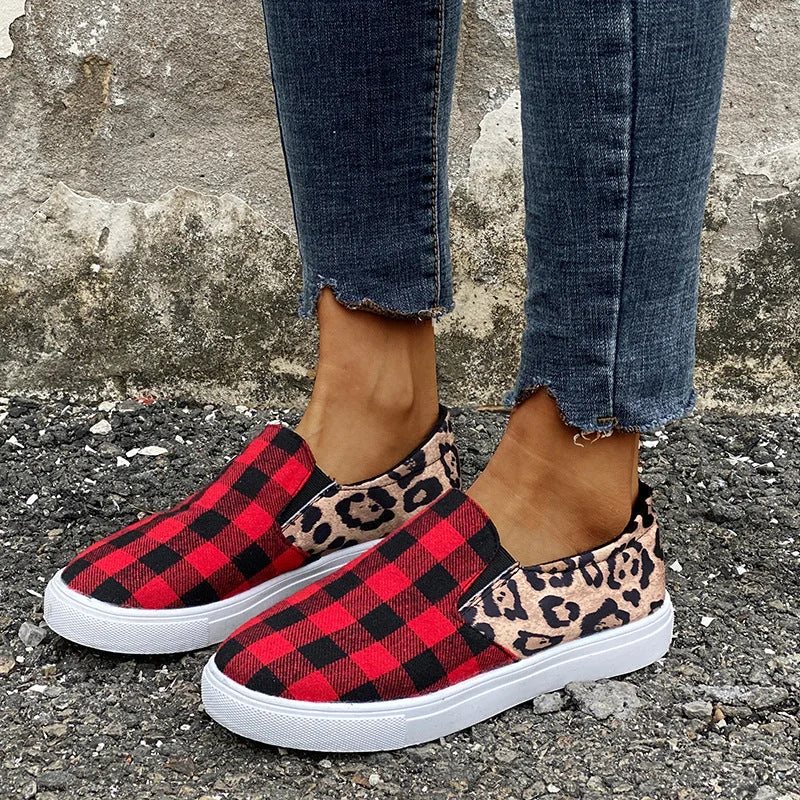 Casual Canvas Plaid Round Toe Shoes
