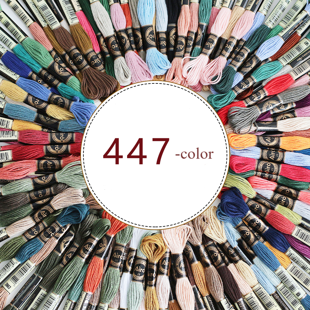 Vintage Elegance 447-Color Embroidery Floss Kit – European Cotton Threads for DIY Cross-Stitch