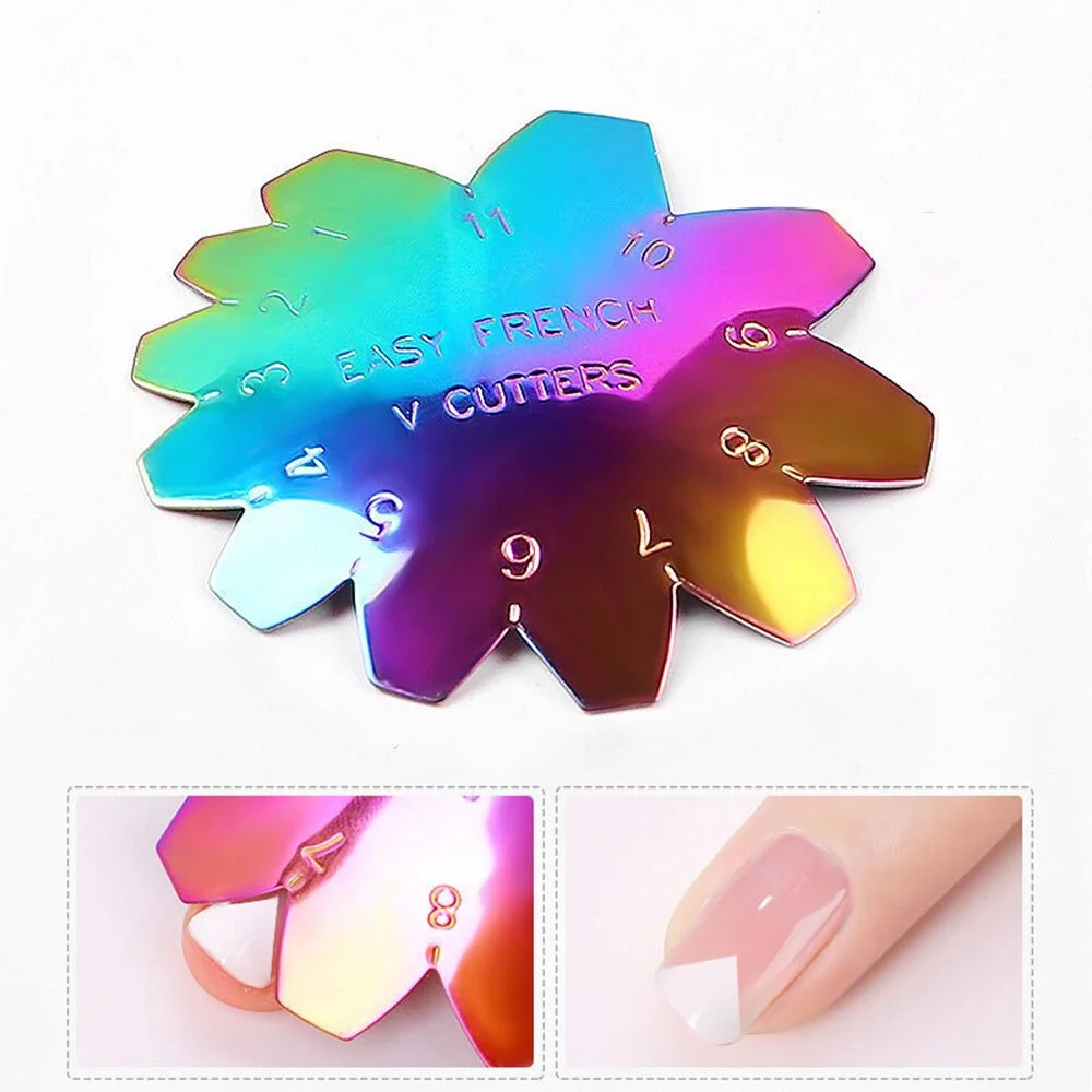 Pro 9 Sizes Easy French Smile Cut V Line almond Shape Tips Manicure Edge Trimmer Nail Cutter Acrylic Pink White French Nails-Nail Inspo