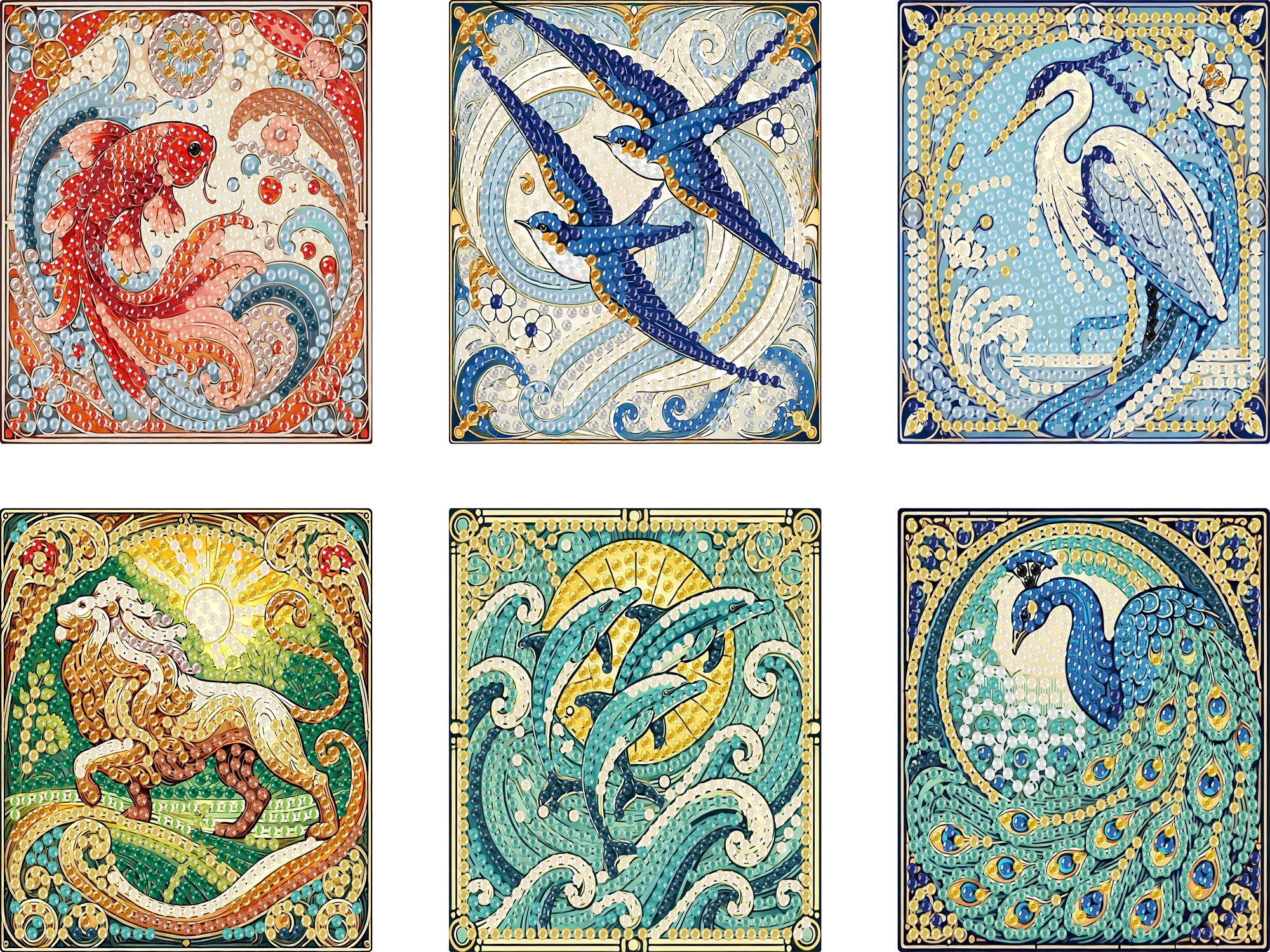 6Pcs Wooden Animals DIY Diamond Painting Coaster Art Crafts with Storage Rack