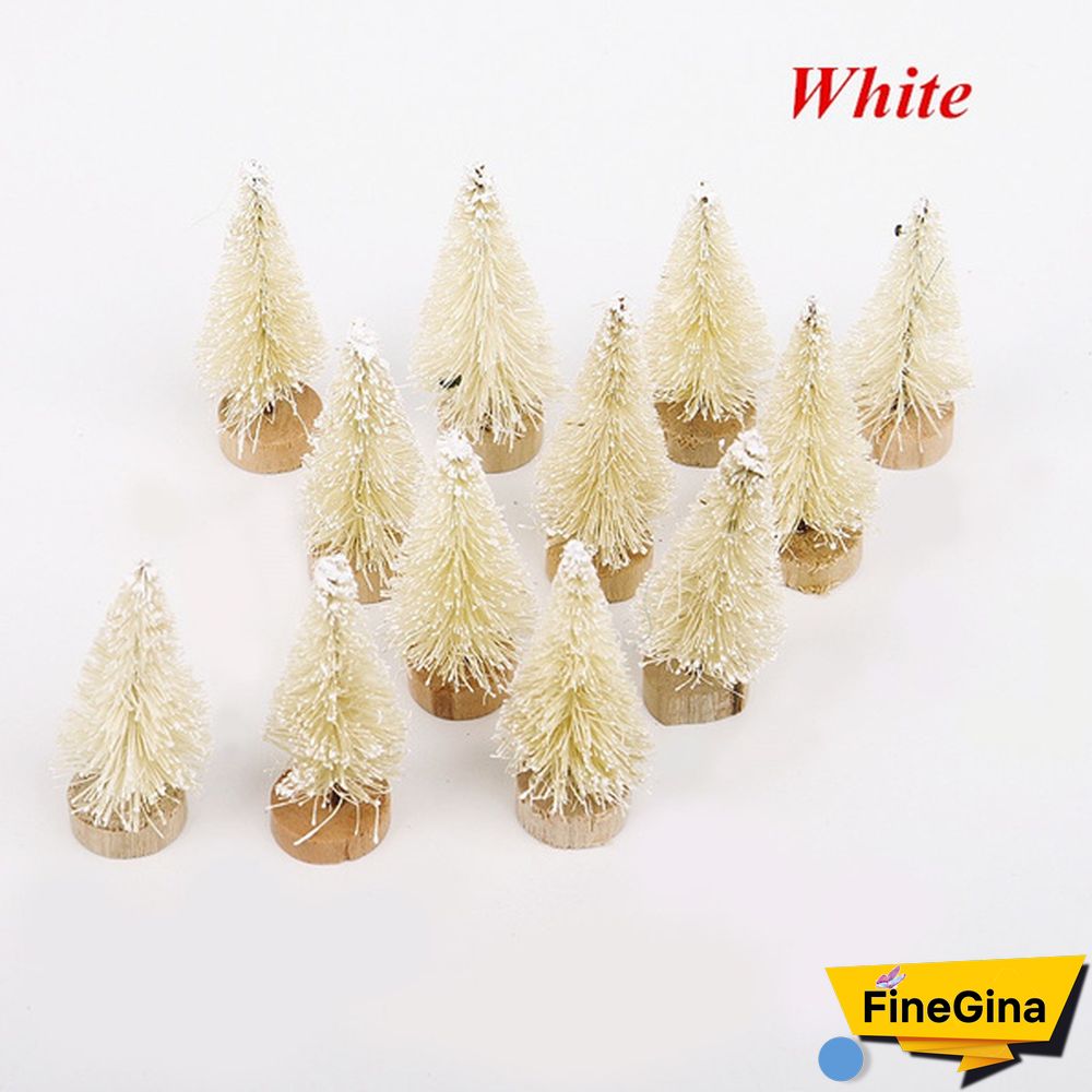 Wholesale 12/24Pcs Tabletop Christmas Pine Tree Xmas Mini Snow Trees Small Decoration Gifts
