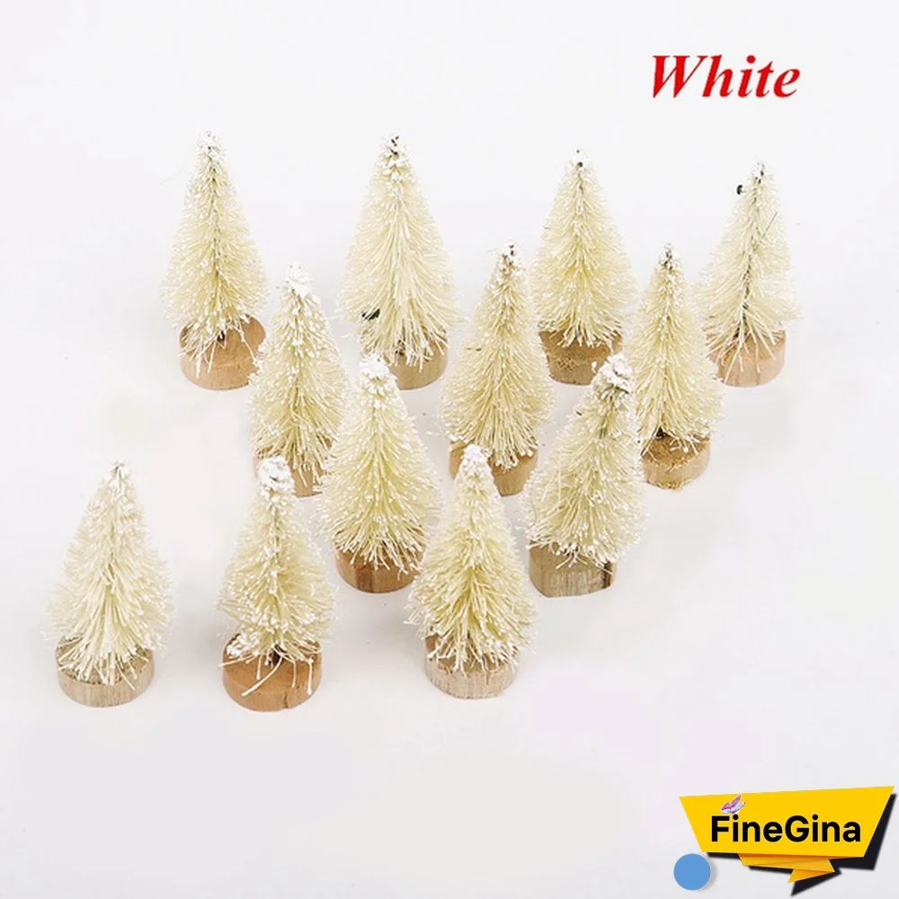 Wholesale 12/24Pcs Tabletop Christmas Pine Tree Xmas Mini Snow Trees Small Decoration Gifts