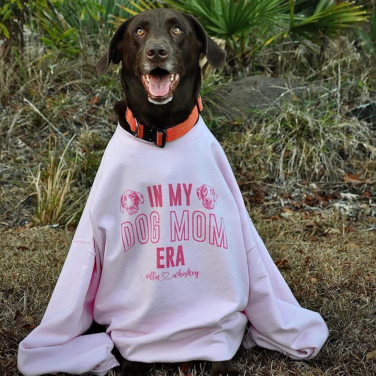 In My Dog Mom Era Custom Dog Face and Name Printed Sweatshirt Hoodie T-shirt