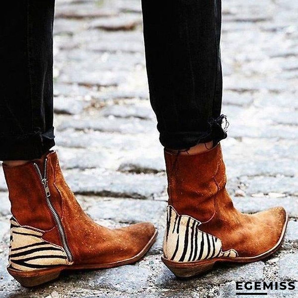 Casual Pointed Toe Zebra-Striped Boots | EGEMISS