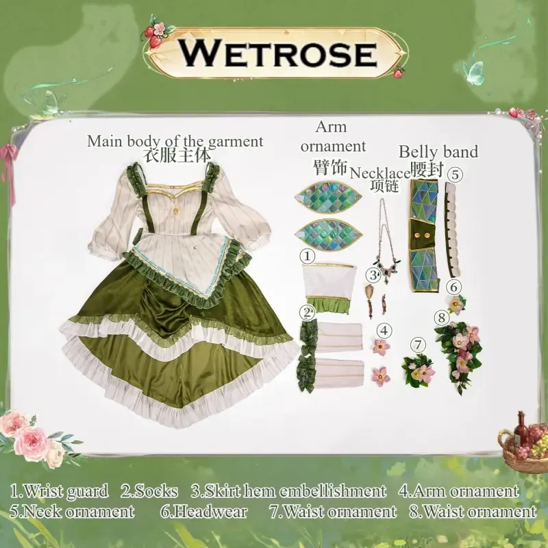 [Wetrose] Pre-Order Identity V Barmaid Demi Bourbon Lost in Bloom Dress Game Outfit Cosplay Costume 