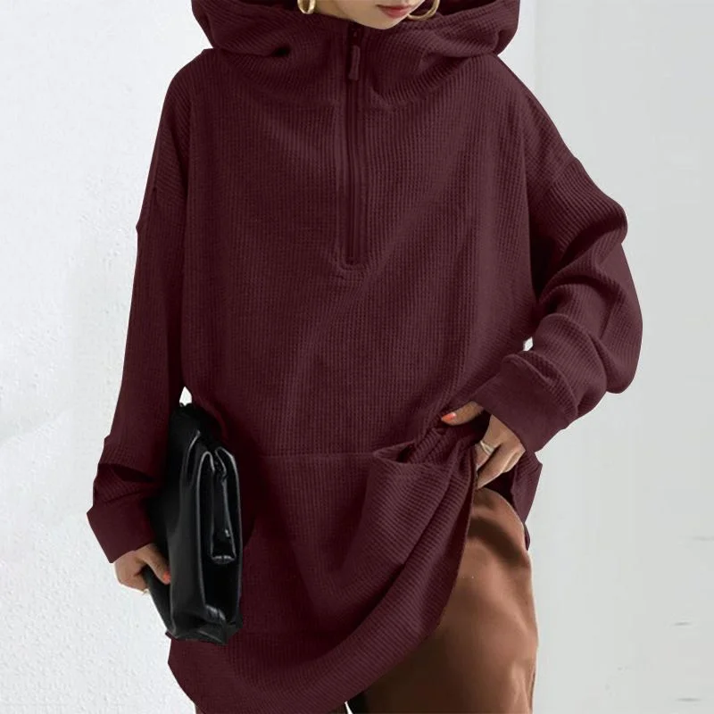 Fashion Women Autumn Long Sleeve Hoodies Sweatshirt ZANZEA Stylish Hooded Loose Pullover Fleece Sweatshirts Zipper Streetwear 7