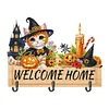 Wooden Special Shape Pumpkin Cat 3 Hooks No Punch Diamond Painting Hook Rail