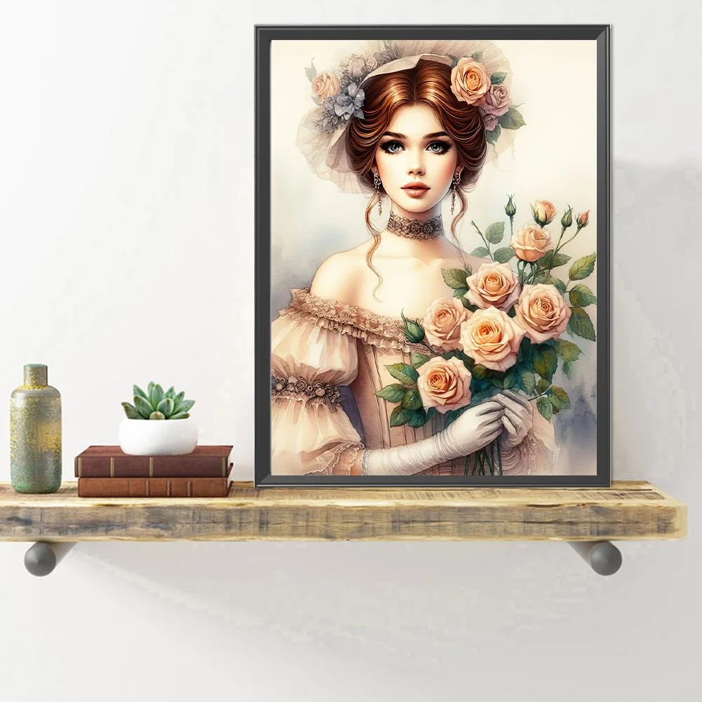 Full Round Diamond Painting 40*50cm - Lady Of Flowers