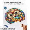 (25cm)DIY Acrylic Jigsaw Puzzle Window Hanging with Hanging Chain DIY Stained Glass Decoration Round Window Puzzle Decor for DIY Craft Project (Stained Glass Owl)