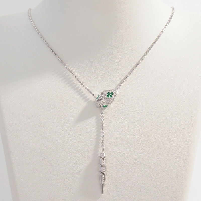 925 Sterling Silver Plated Zircon Geometric Necklace