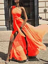 Split-Side Lace-Up One-Shoulder Maxi Dresses