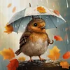 Bird Holding Umbrella - 11CT Stamped Cross Stitch - 40*40cm