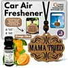 Personalized Car Air Freshener, Wood Diffuser and Fragrance Oil Set, Custom Message, Rearview Mirror Charm, Mama Tried Auto Accessory for Men or Women (Orange Citrus)