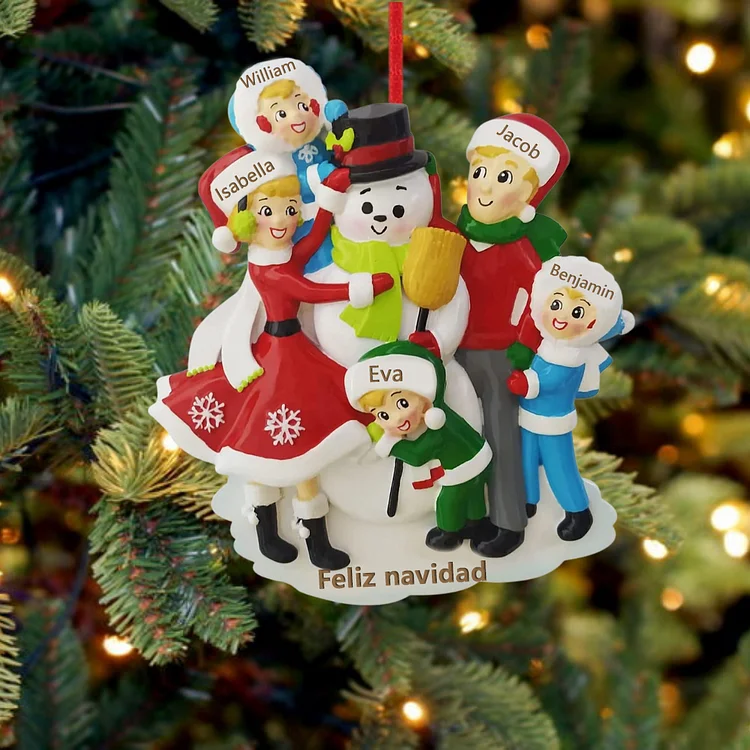 Navidad-Muñecos Ornamentos Navideños 5 Nombres con Texto Personalizados Adorno de Madera