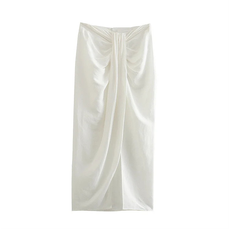 Fashion White Linen Kink Two Piece Set